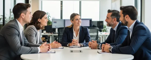 Réunion CSE en salle de conférence moderne avec participants en discussion